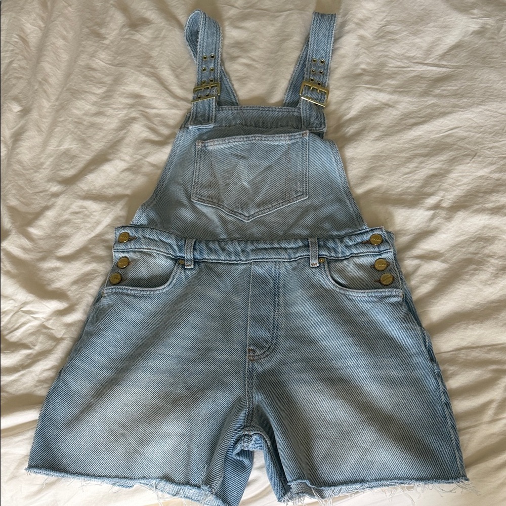Ganni NWT Denim Short Overalls Tint Wash Rare